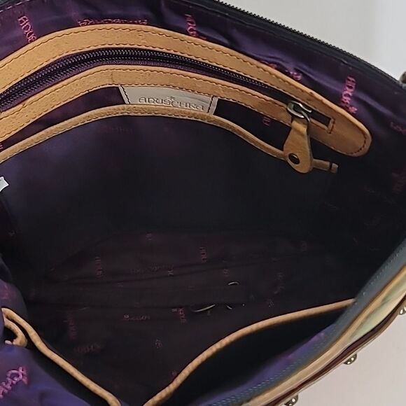 Anuschka Leather Hand Painted Artist Handbag & Coin Purse Floral Signed - Picture 8 of 9